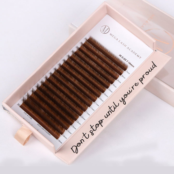 0.05 - Brown Cashmere Volume - Caramel Lash Trays Mega Lash Academy B Mixed 7-14mm