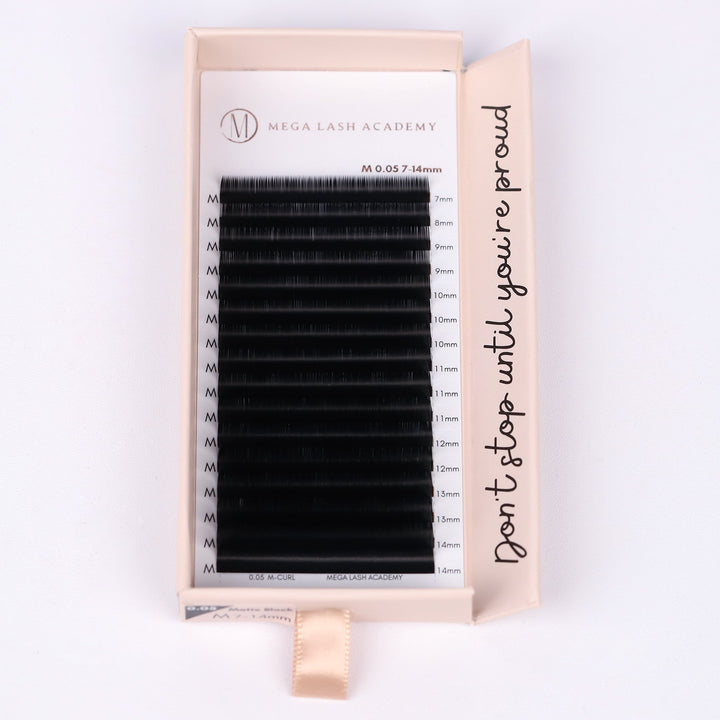 0.05 Cashmere Matte Volume Lash Trays Mega Lash Academy M Mixed 7-14 mm