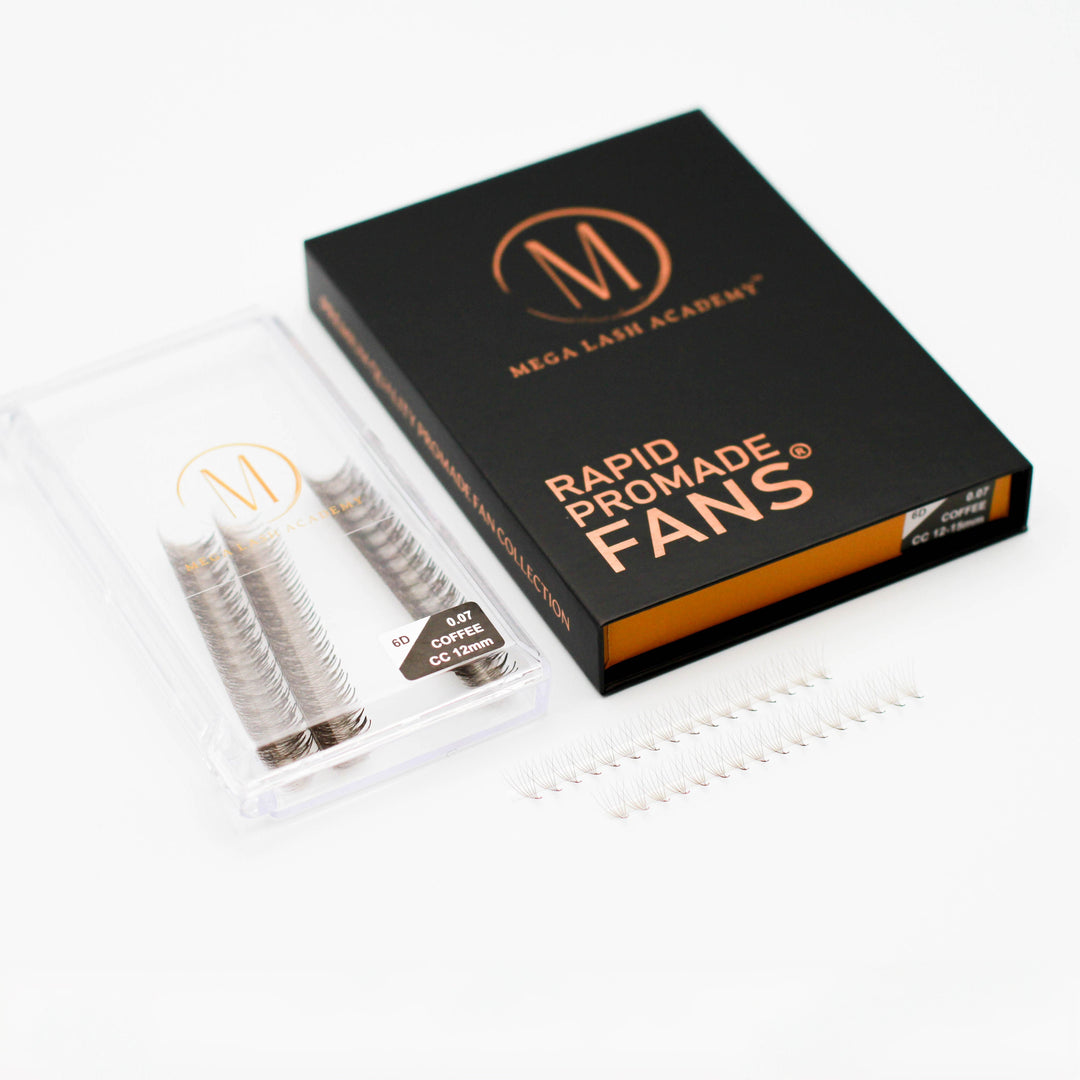 6D Brown Rapid Promade Fans - Coffee Promade Fans Mega Lash Academy