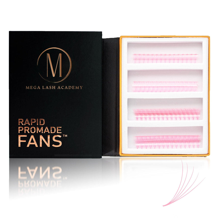 Baby Pink 5D Rapid Promade Fans - 600 Fans Promade Fans Mega Lash Academy 