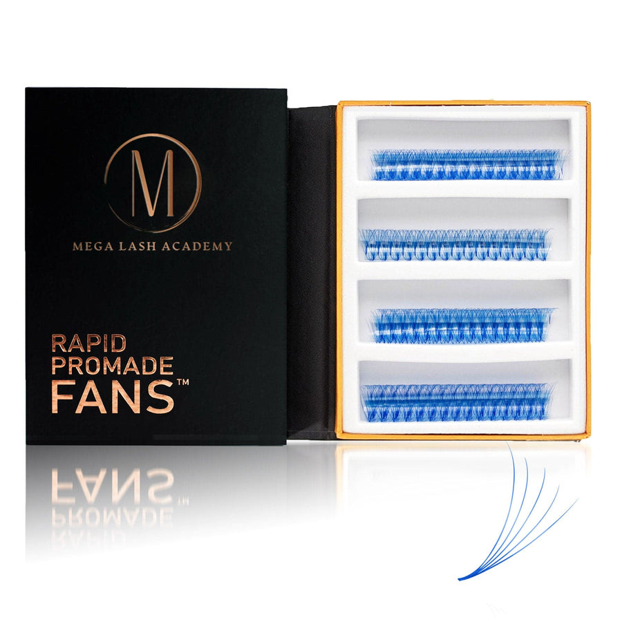 Blue 5D Rapid Promade Fans - 600 Fans Promade Fans Mega Lash Academy 