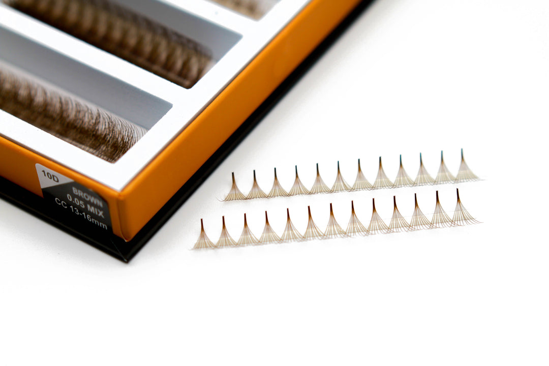 Brown 10D Rapid Promade Fans - 600 Fans Promade Fans Mega Lash Academy