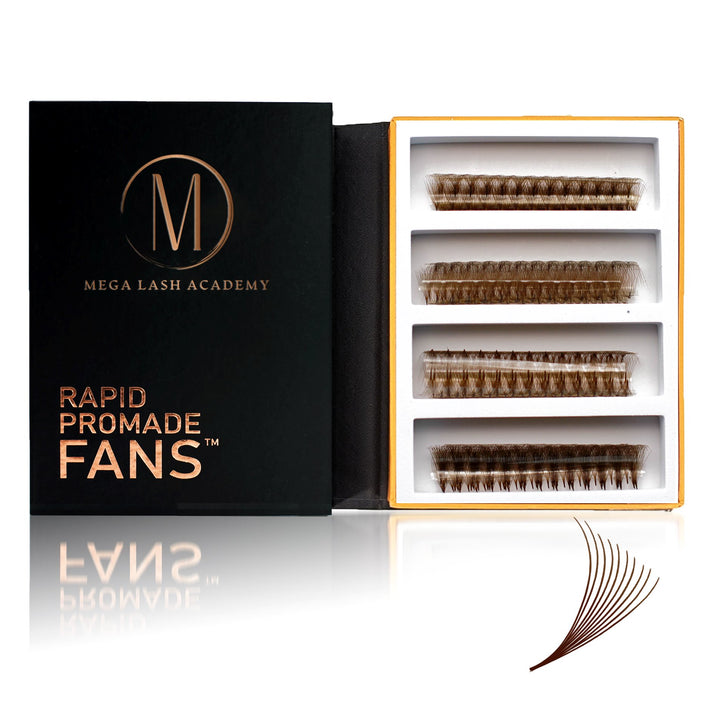 Brown 10D Rapid Promade Fans - 600 Fans Promade Fans Mega Lash Academy
