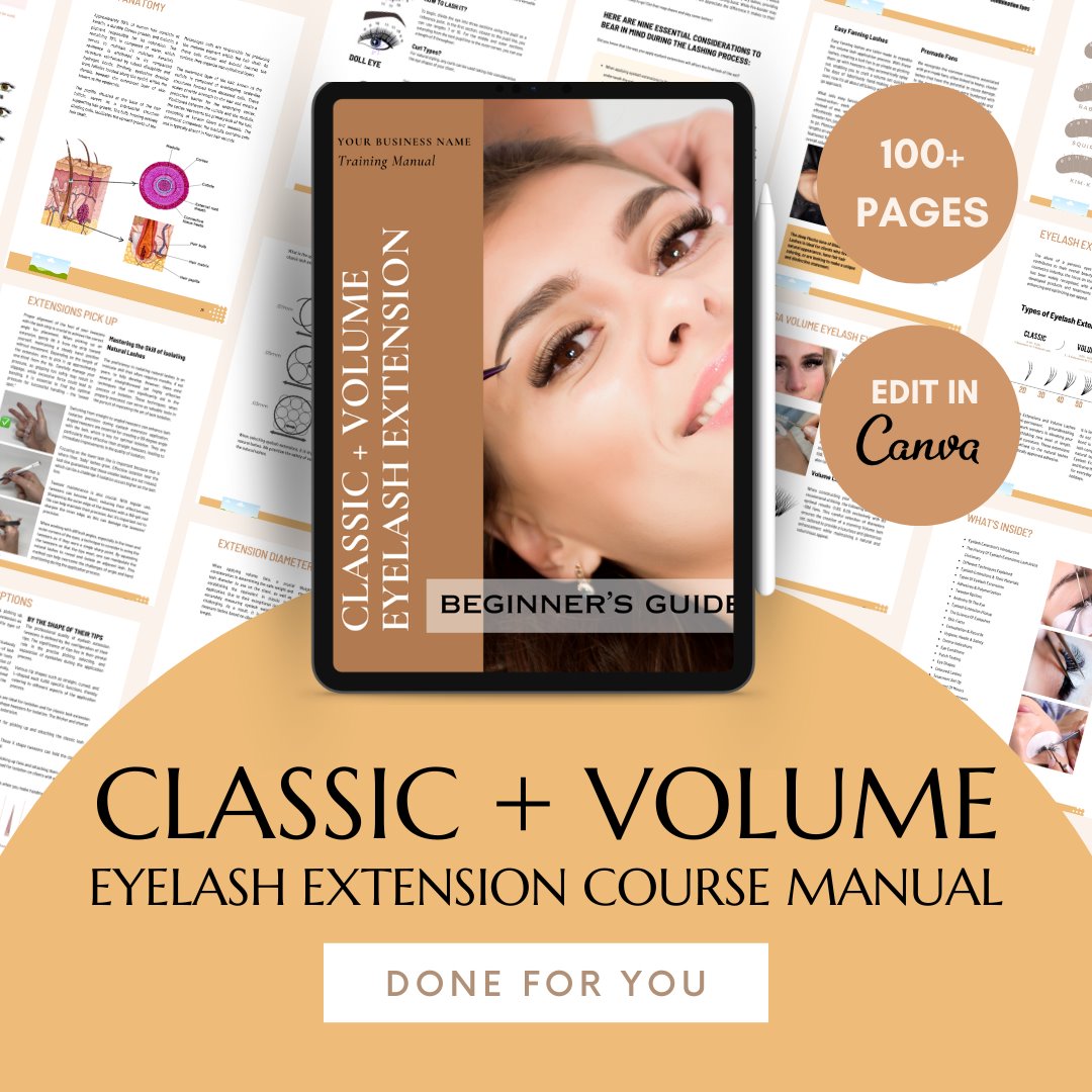 Classic & Volume Eyelash Extension Lash Training Manual with Resell Rights ebook Mega Lash Academy