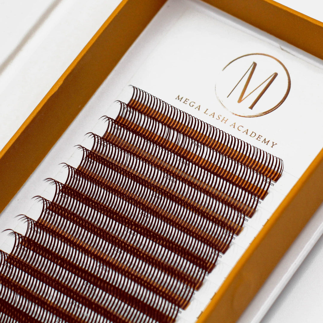 brown closed fan brown spikes wispy wet lash look mega lash academy