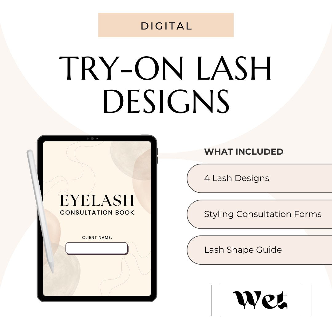 Eyelash Extension Consultation Book with Lash Stamps ebook Mega Lash Academy Wet Lash