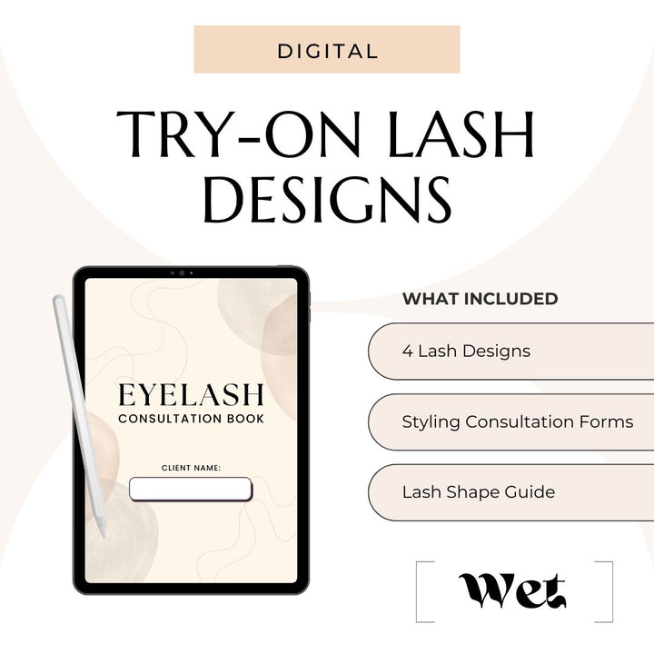 Eyelash Extension Consultation Book with Lash Stamps ebook Mega Lash Academy Wet Lash