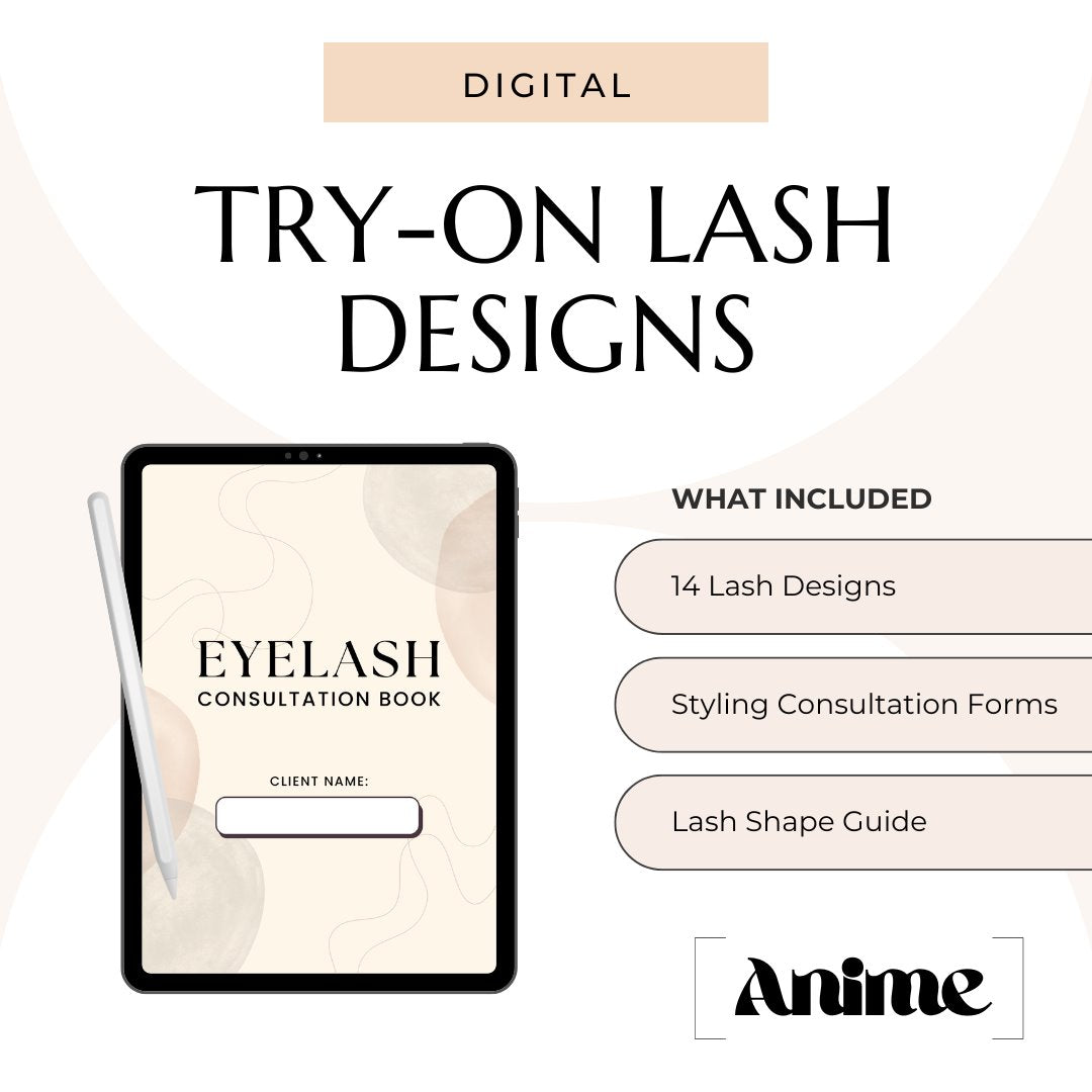 Eyelash Extension Consultation Book with Lash Stamps ebook Mega Lash Academy Anime