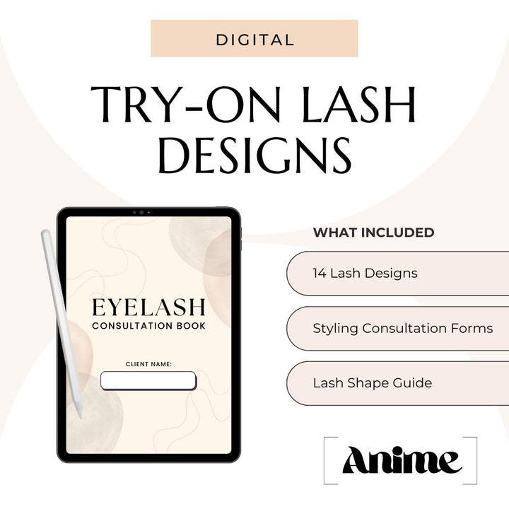 Eyelash Extension Consultation Book with Lash Stamps ebook Mega Lash Academy Anime
