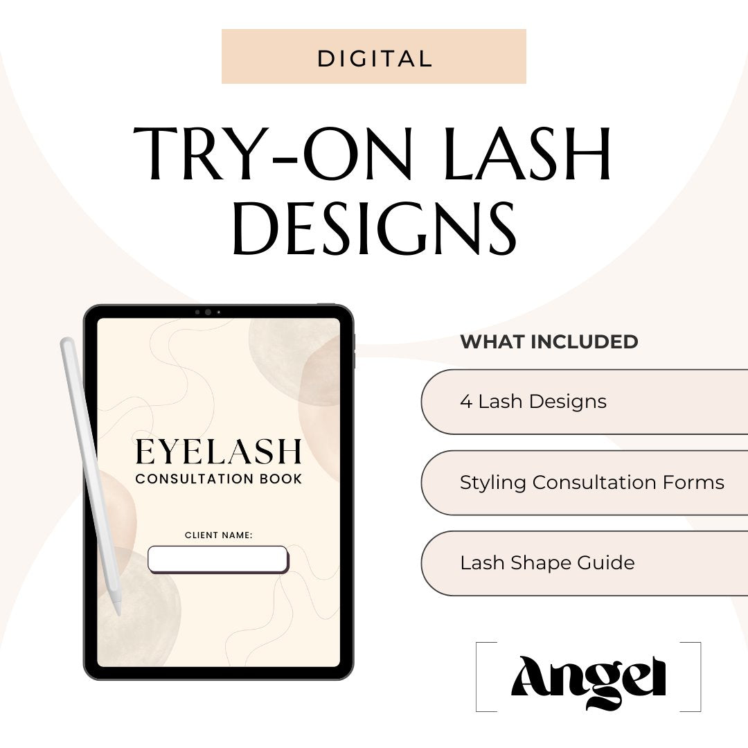 Eyelash Extension Consultation Book with Lash Stamps ebook Mega Lash Academy Angel Lash