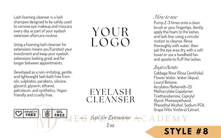 Foam Pump Bottles with Your Logo Wash Bottles Mega Lash Academy