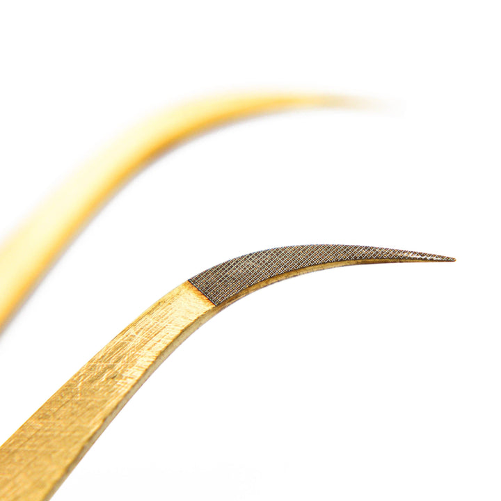 Gold Micro Fiber - MF1 - Ultra Curved Tweezers Tweezers Mega Lash Academy