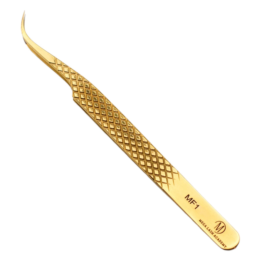 Gold Micro Fiber - MF1 - Ultra Curved Tweezers Tweezers Mega Lash Academy 