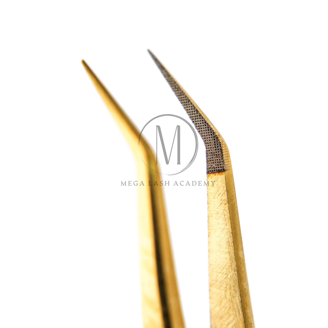 Gold Micro Fiber - MF4 - 45 Degree Volume Tweezers Tweezers Mega Lash Academy