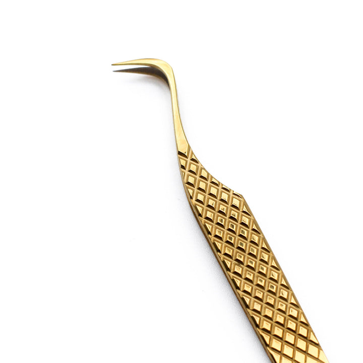 Gold Micro Fiber - MF6 - Hook Volume Tweezers Tweezers Mega Lash Academy