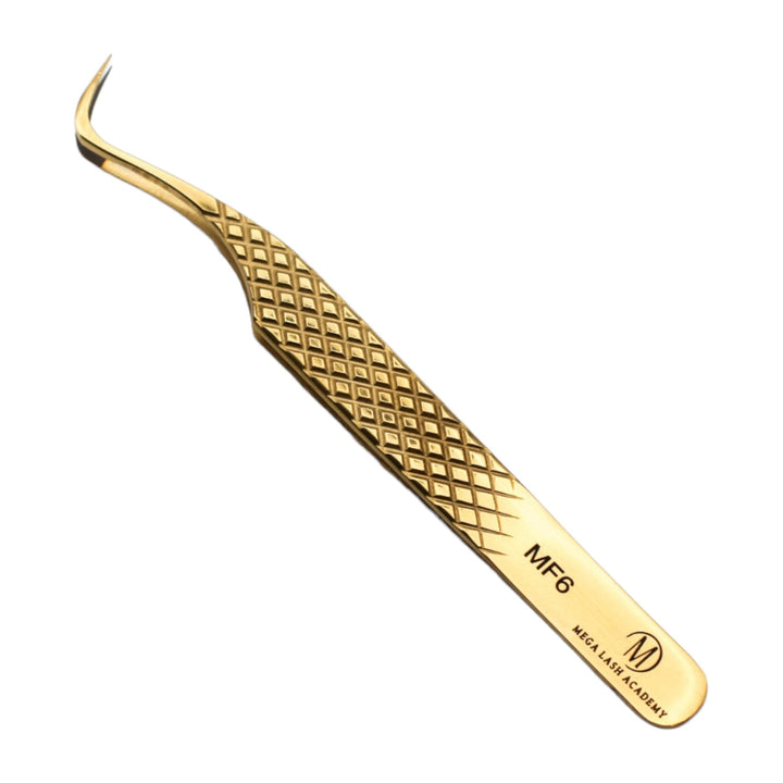 Gold Micro Fiber - MF6 - Hook Volume Tweezers Tweezers Mega Lash Academy