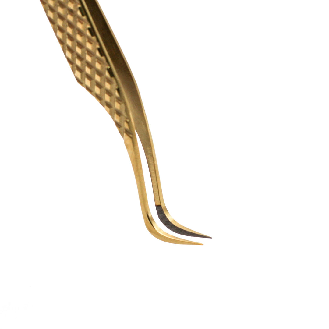 Gold Micro Fiber - MF6 - Hook Volume Tweezers Tweezers Mega Lash Academy