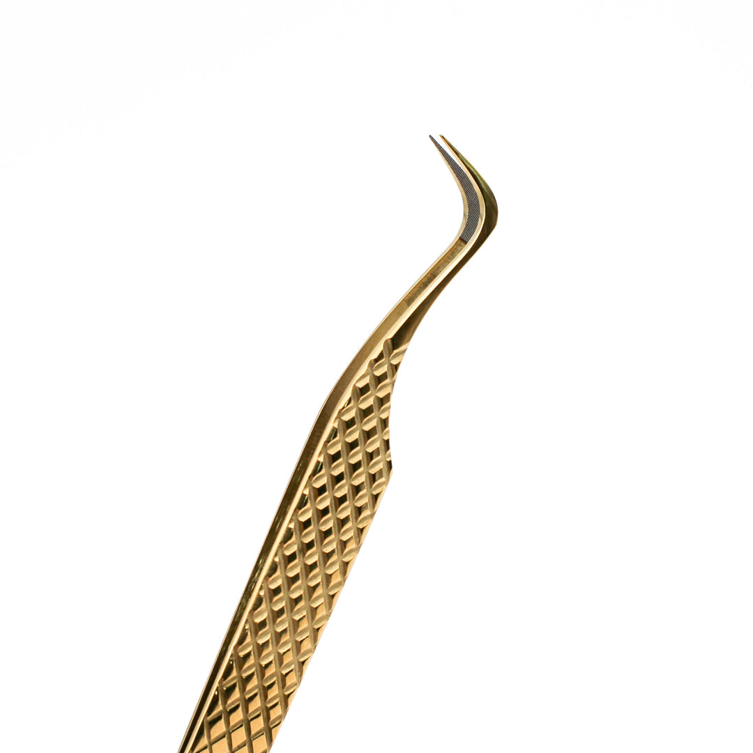 Gold Micro Fiber - MF6 - Hook Volume Tweezers Tweezers Mega Lash Academy