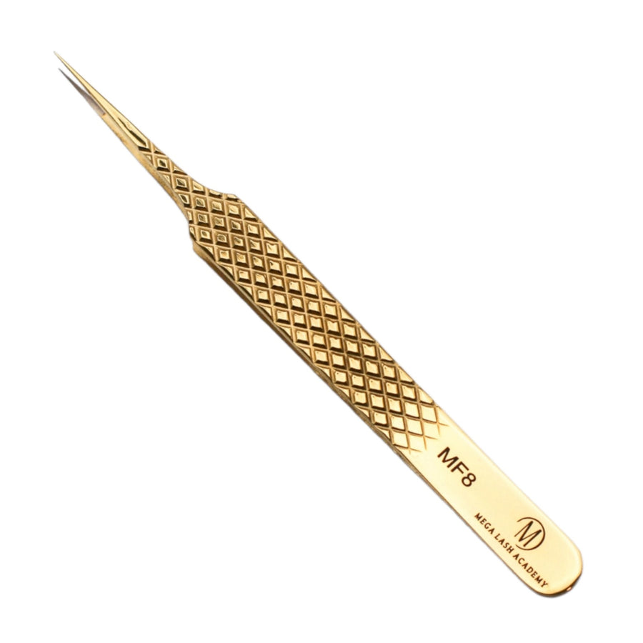 Gold Micro Fiber - MF8 - Straight Isolating Tweezers Tweezers Mega Lash Academy