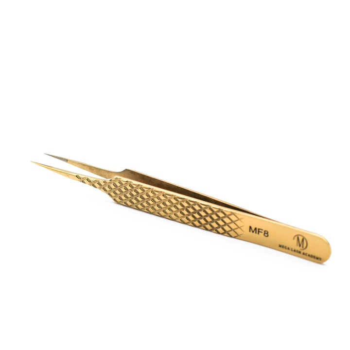 Gold Micro Fiber - MF8 - Straight Isolating Tweezers Tweezers Mega Lash Academy