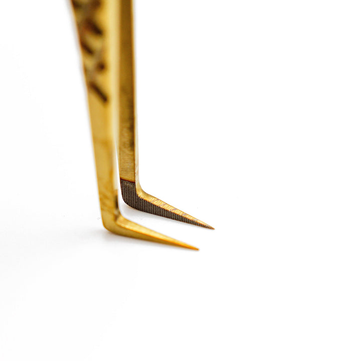 Gold Micro Fiber - MF9 - Long Boot Volume Tweezers Tweezers Mega Lash Academy