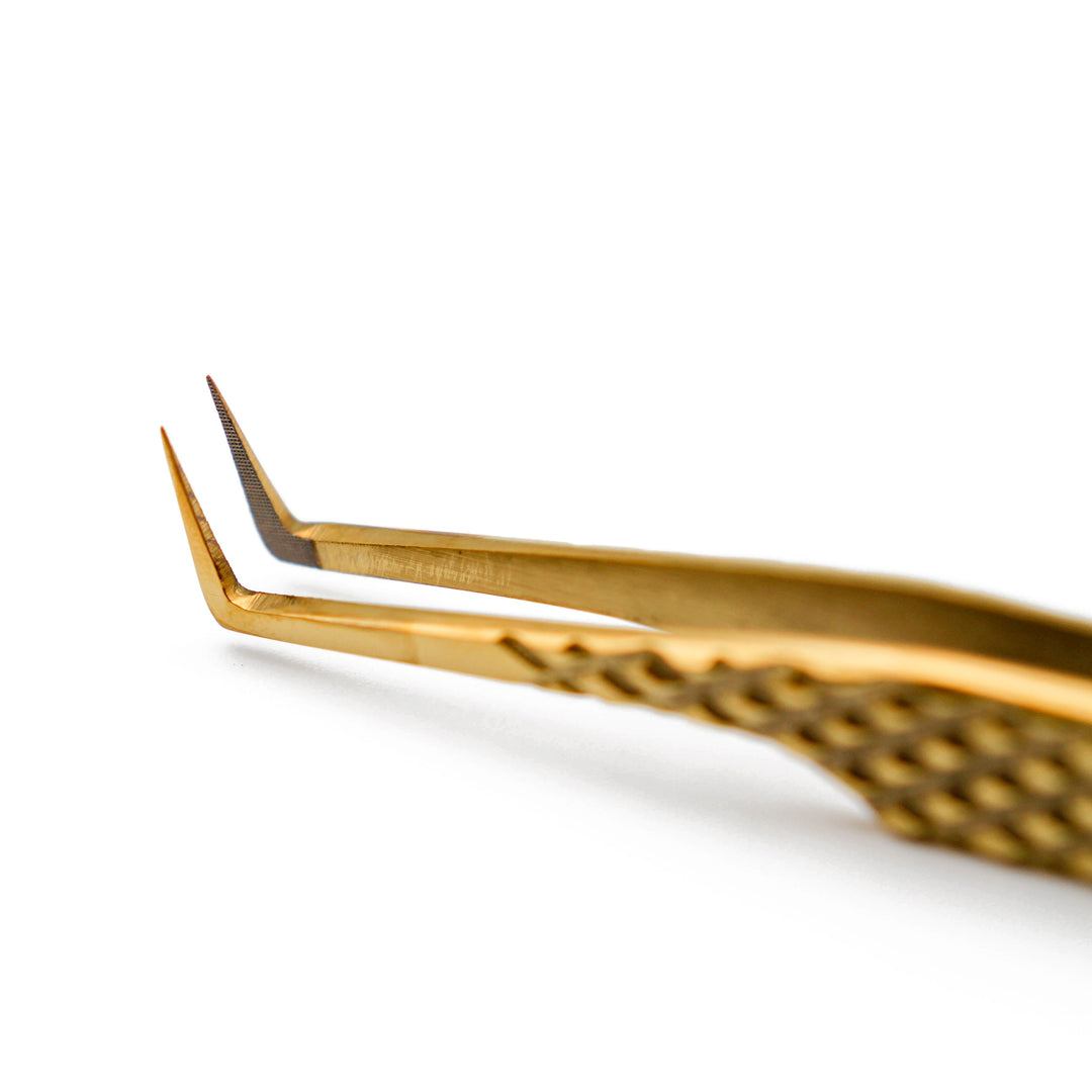 Gold Micro Fiber - MF9 - Long Boot Volume Tweezers Tweezers Mega Lash Academy