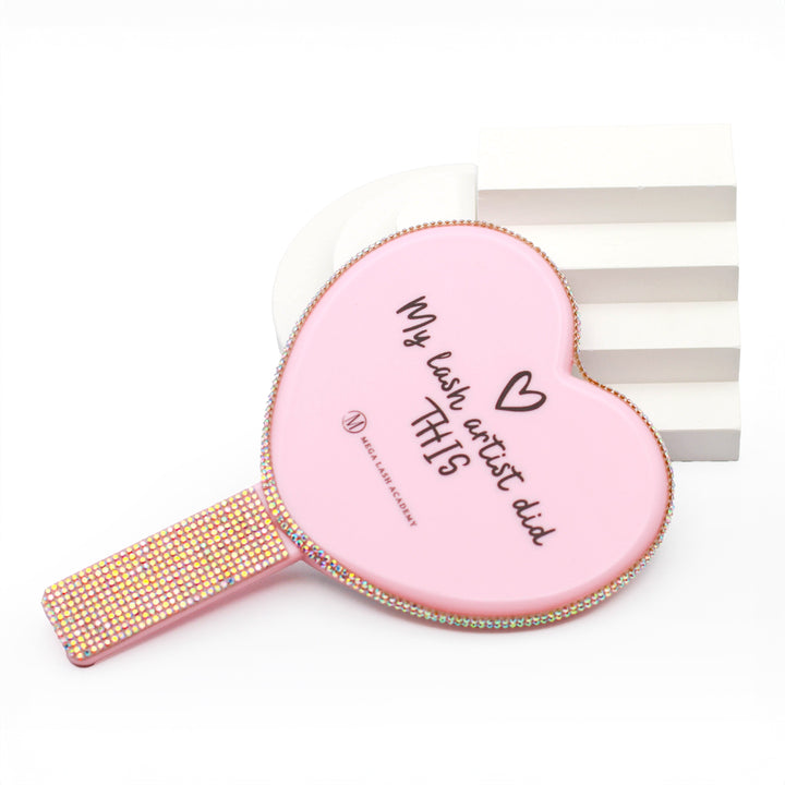 Heart-Shaped Lash Mirror Face Mirrors Mega Lash Academy Pink - Lash Artist