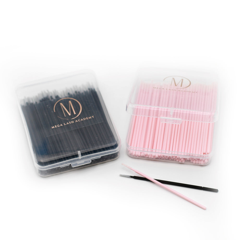 Long Tip Microfiber Applicators - 200 pcs Accessories Mega Lash Academy 200 pcs with Storage Box Black