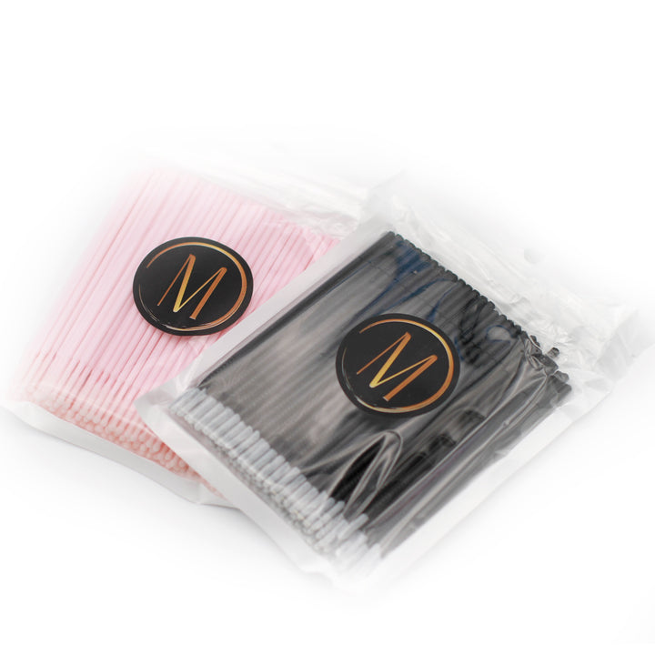 Long Tip Microfiber Applicators - 200 pcs Accessories Mega Lash Academy 100 pcs Refill Bag Black