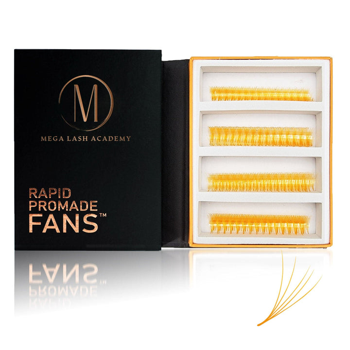 Orange 5D Rapid Promade Fans - 600 Fans Promade Fans Mega Lash Academy