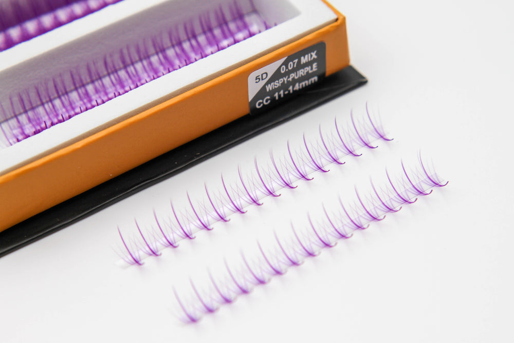 Purple Wispy 5D Rapid Promade Fans - 600 Fans Promade Fans Mega Lash Academy 