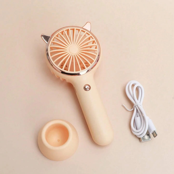 Rechargeable Fan with LED Light Powered Hand Fans & Misters Mega Lash Academy #color_beige