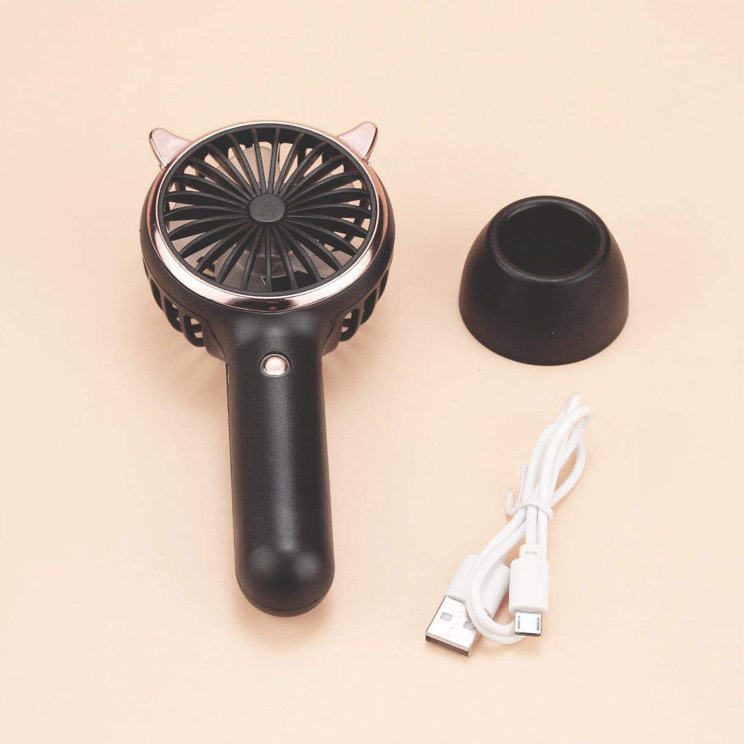Rechargeable Fan with LED Light Powered Hand Fans & Misters Mega Lash Academy #color_black