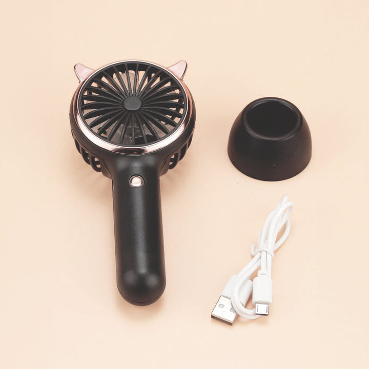 Rechargeable Fan with LED Light Powered Hand Fans & Misters Mega Lash Academy #color_black