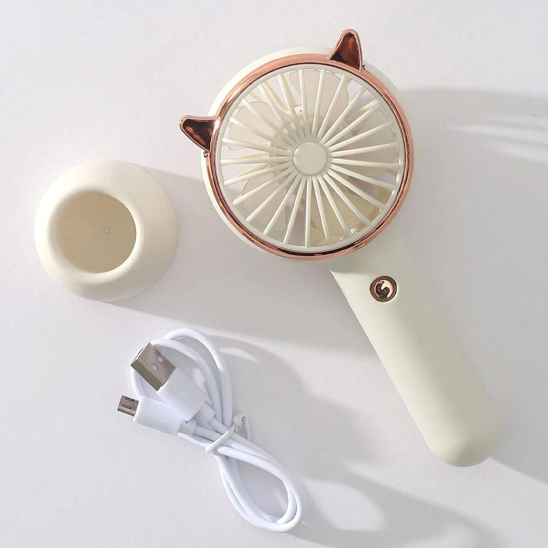 Rechargeable Fan with LED Light Powered Hand Fans & Misters Mega Lash Academy #color_white
