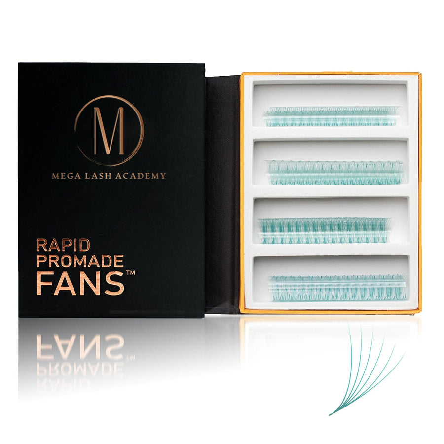 Teal 6D Rapid Promade Fans - 600 Fans Promade Fans Mega Lash Academy