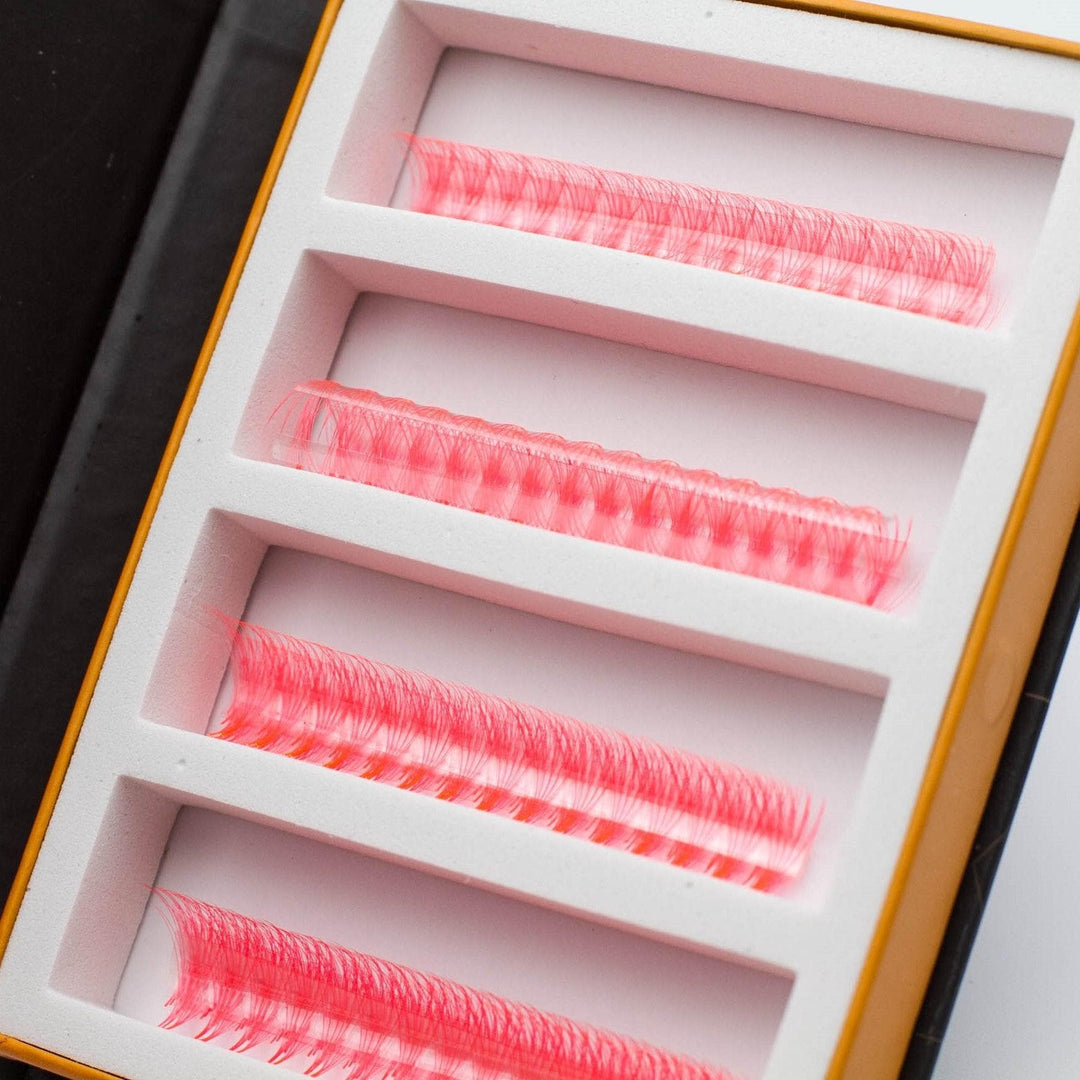 UV - Coral Red 5D Rapid Promade Fans - 600 Fans - Mega Lash Academy