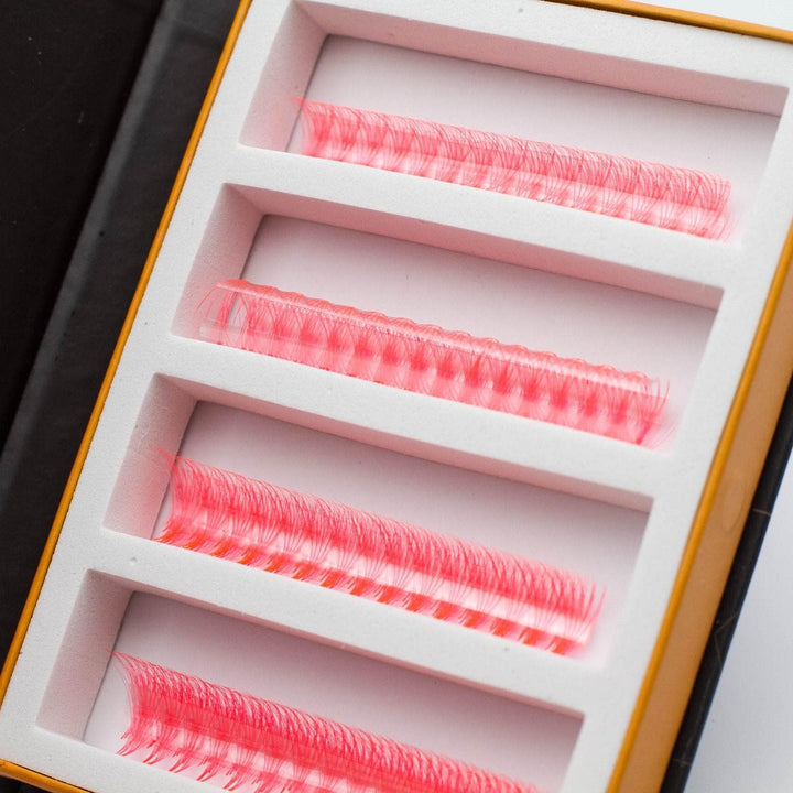 UV - Coral Red 5D Rapid Promade Fans - 600 Fans - Mega Lash Academy