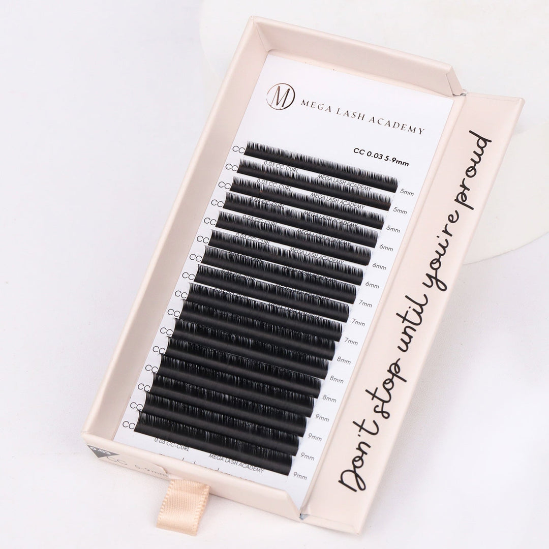 0.03 Cashmere Ultra Dark Volume Lash Trays Mega Lash Academy C Mixed 5-9 mm 