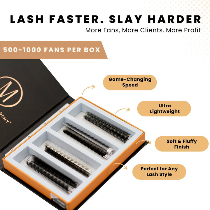 14D Rapid Promade Fans® - 500 Fans Promade Fans Mega Lash Academy 