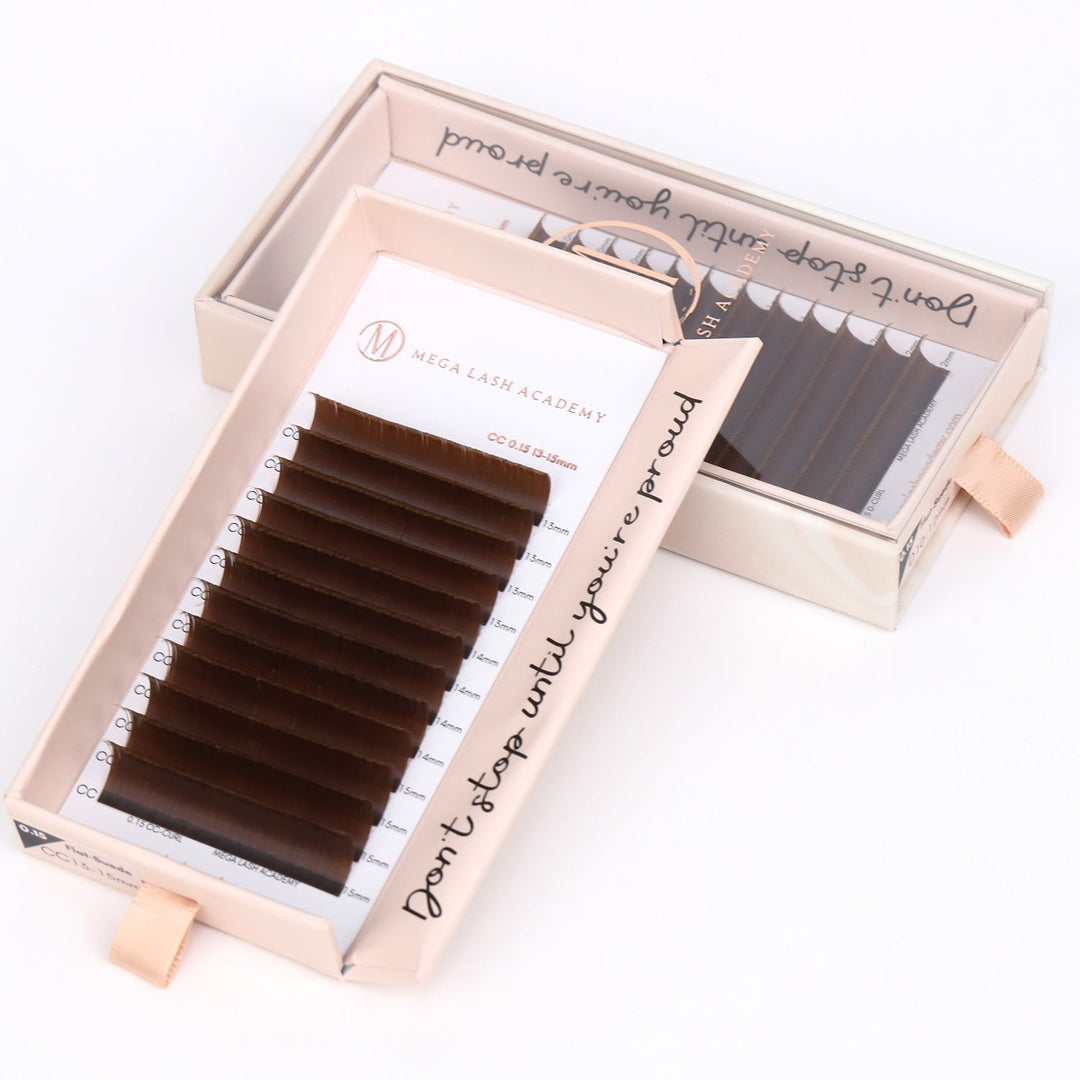 Brown Dual-Tip Flat Lash - Suede Lash Trays Mega Lash Academy 