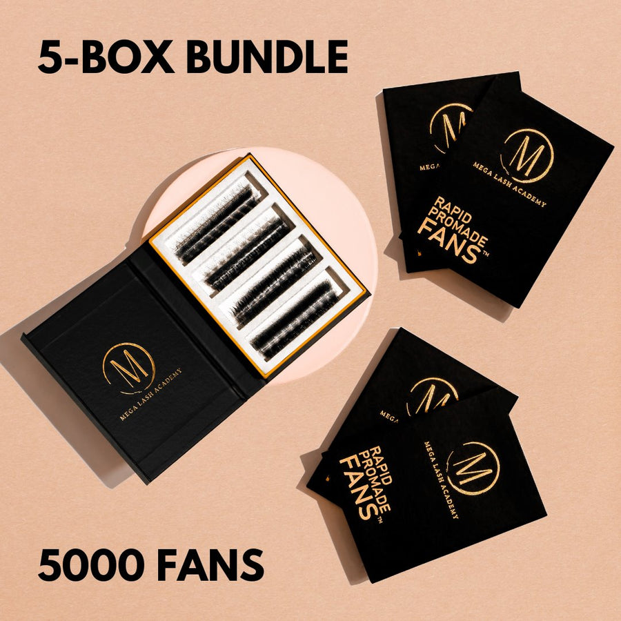 Bundle of 5 Rapid Promade Fans - 5000 Fans Promade Fans Mega Lash Academy 