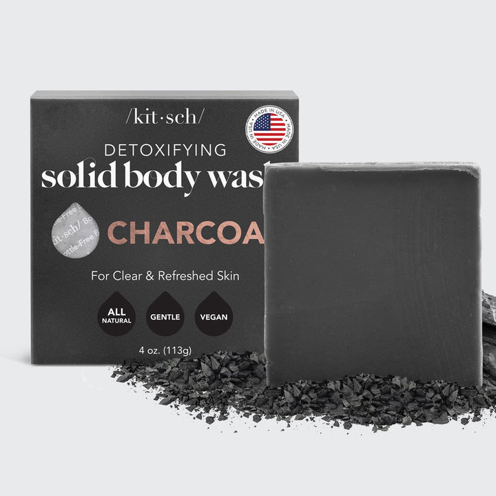 Charcoal Detoxifying Body Wash Bar Bar Soap KITSCH 