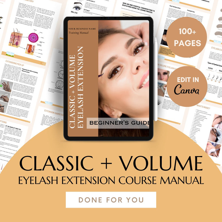 Classic & Volume Eyelash Extension Lash Training Manual with Resell Rights ebook Mega Lash Academy 