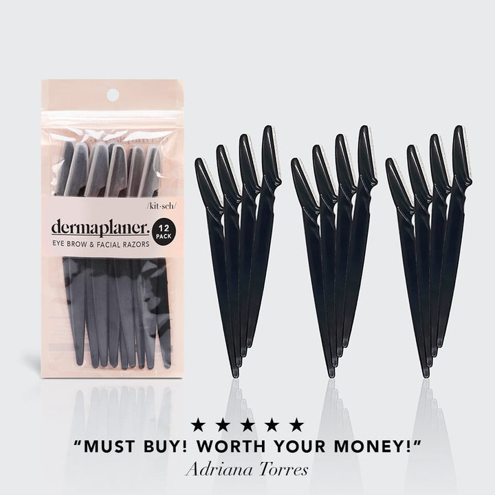 Dermaplaning Tool 12pk | Eco-Friendly Black Dermaplaner KITSCH 