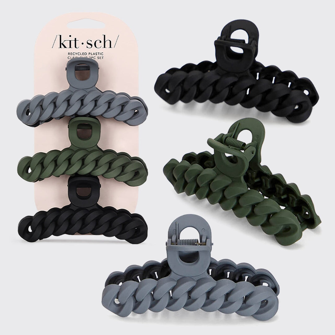 Eco-friendly Chain Claw Clip 3pc Set - Black Moss Claw Clip KITSCH 