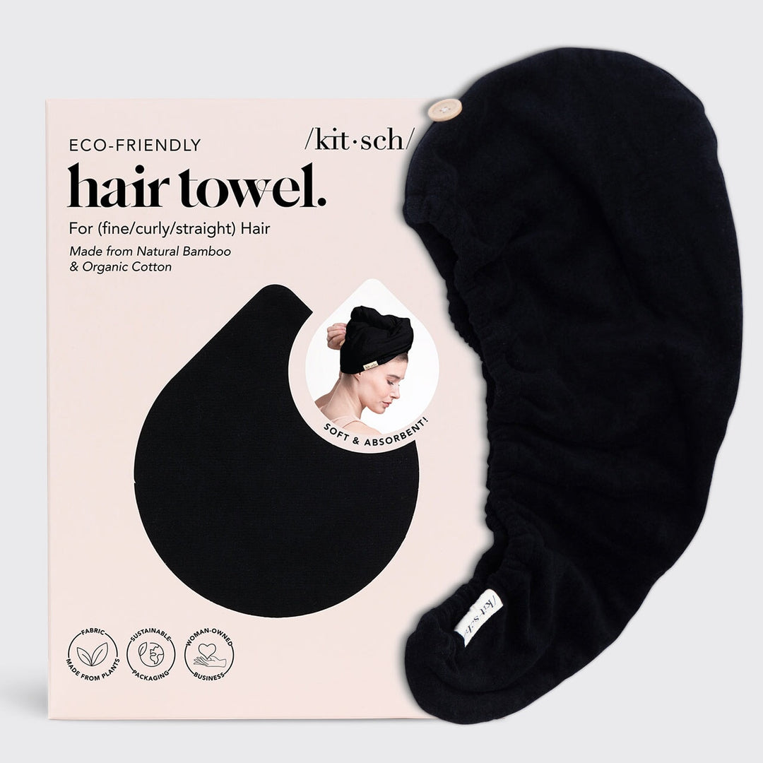 Eco-Friendly Hair Towel - Black Hair Towels KITSCH 