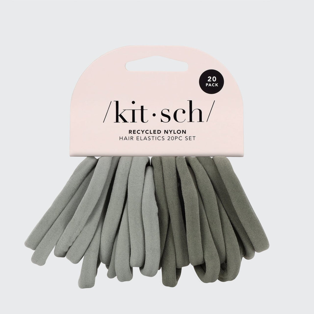 Eco-Friendly Nylon Elastics 20pc set - Eucalyptus Hair Ties KITSCH 