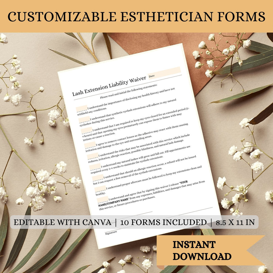 Esthetician Business Form Bundle 10-page | Mega Lash Academy