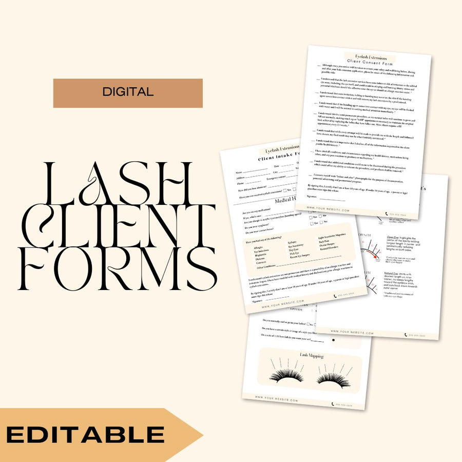 Eyelash Extension Client Forms - Editable ebook Mega Lash Academy 